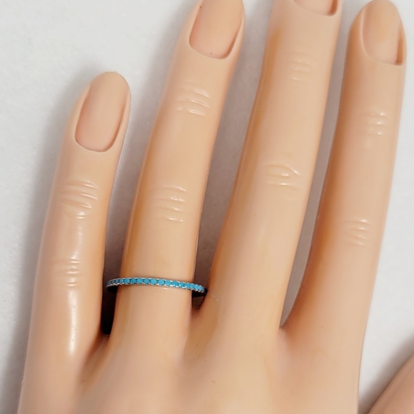 Sterling Silver Turquoise Eternity Band - Picture 15 of 16